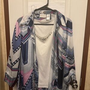 Alfred Dunner White Tank with Embellished Neckline